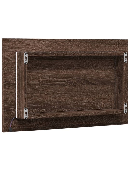 Vannasistabas spogulis ar led, brūna ozola, 60x8,5x38 cm, koks