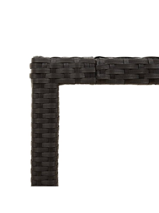 Dārza galds, stikla virsma, melns, 150x90x75 cm, pe rotangpalma