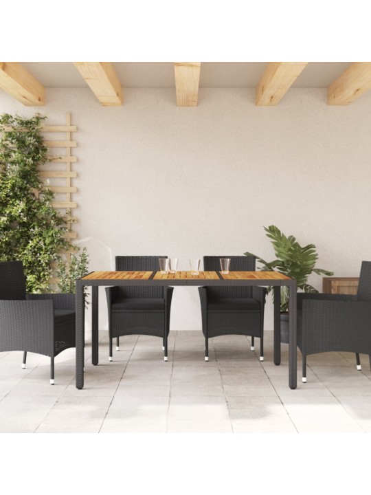 Dārza galds ar akācijas virsmu, melns, 150x90x75 cm, pe pinums