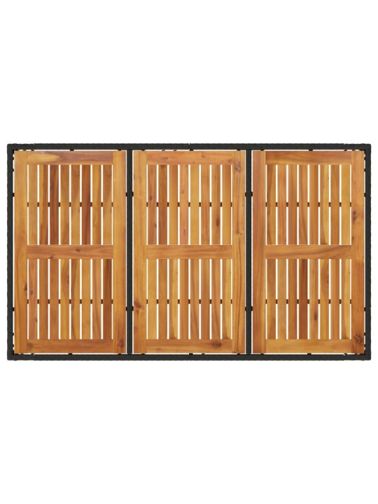 Dārza galds ar akācijas virsmu, melns, 150x90x75 cm, pe pinums