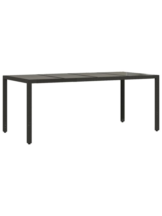 Dārza galds ar stikla virsmu, 190x90x75cm, melna pe rotangpalma
