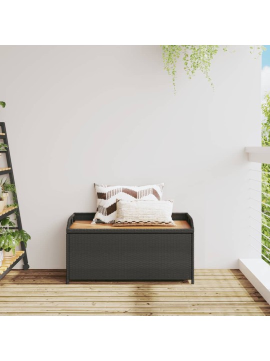 Dārza sols, 100x50x52 cm, melna pe rotangpalma, akācijas koks
