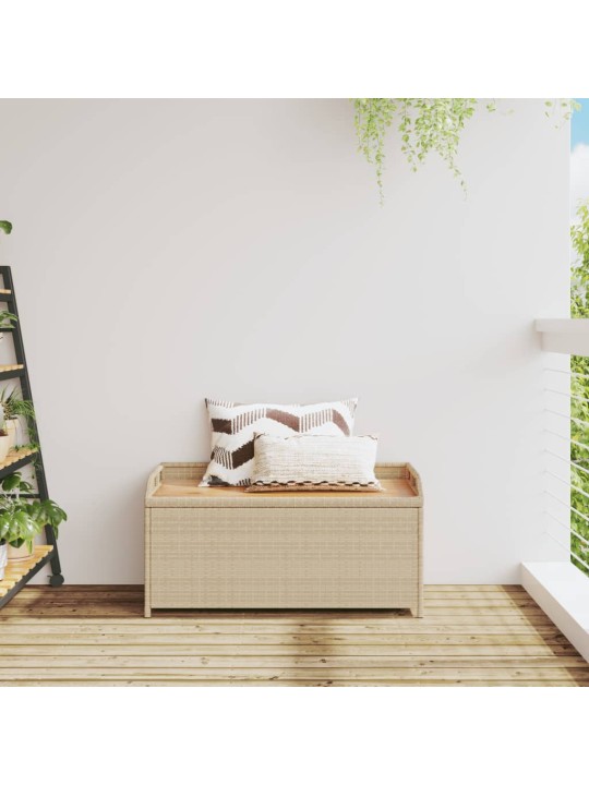Dārza sols, 100x50x52 cm, bēša pe rotangpalma, akācijas koks