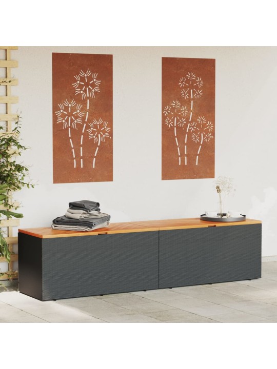 Dārza kaste, melna, 220x50x54 cm, pe rotangpalma, akācija
