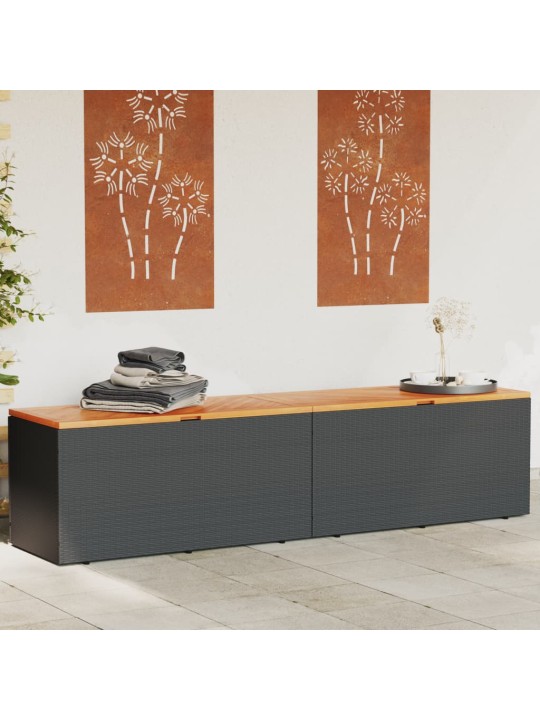 Dārza kaste, melna, 220x50x54 cm, pe rotangpalma, akācija