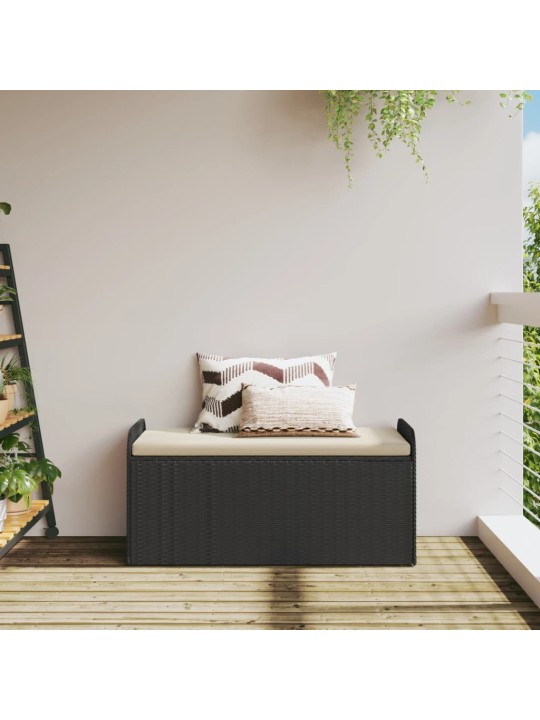 Sols/mantu kaste ar matraci, 115x51x52 cm, melna pe rotangpalma