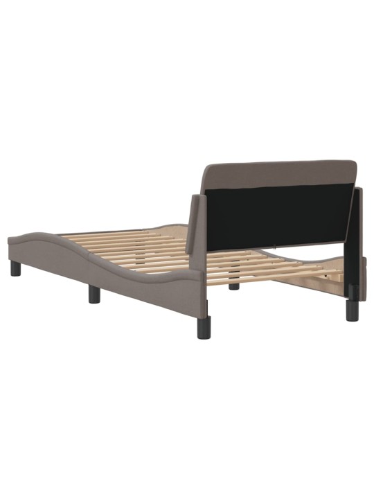 Gultas rāmis ar galvgali bez matrača pelēkbrūns 80x200cm audums