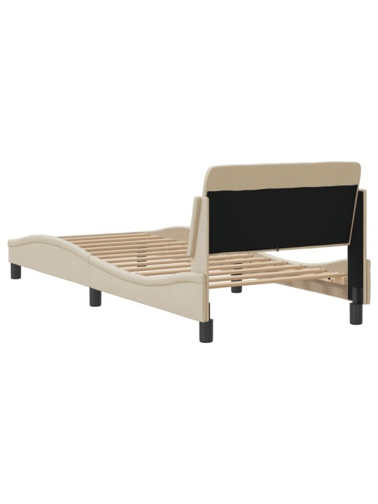 Gultas rāmis ar galvgali bez matrača krēmkrāsas 90x190cm audums