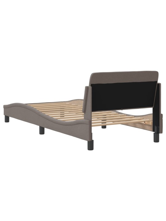 Gultas rāmis ar galvgali bez matrača pelēkbrūns 90x200cm audums