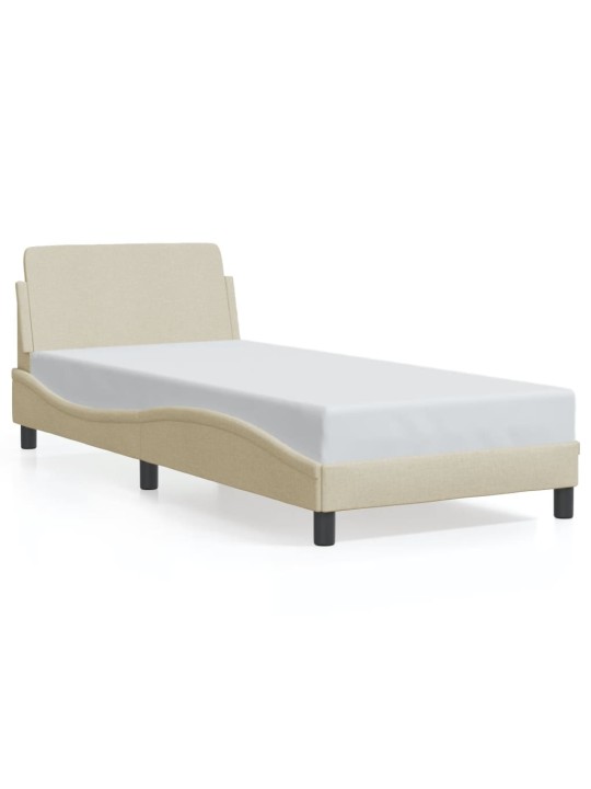Gultas rāmis ar galvgali bez matrača krēmkrāsas 90x200cm audums