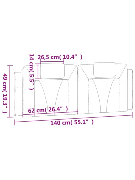 Galvgaļa spilvens, melns, 140 cm, mākslīgā āda