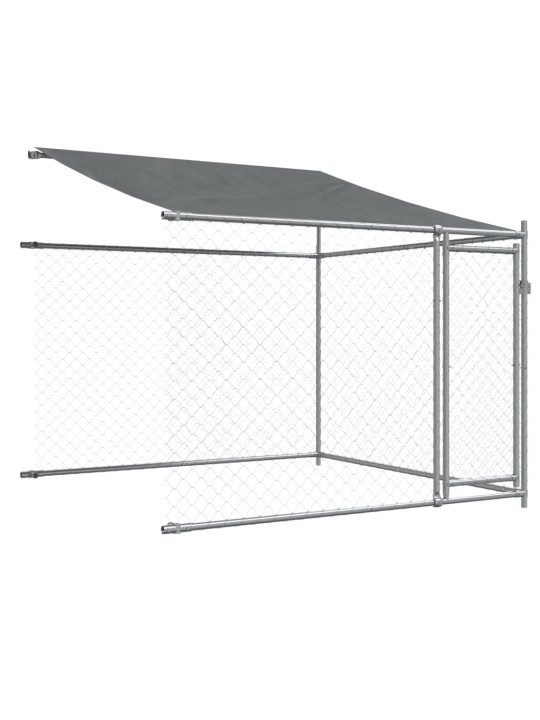 Suņu būris ar jumtu un durvīm, pelēks, 6x2x2 m, cinkots tērauds