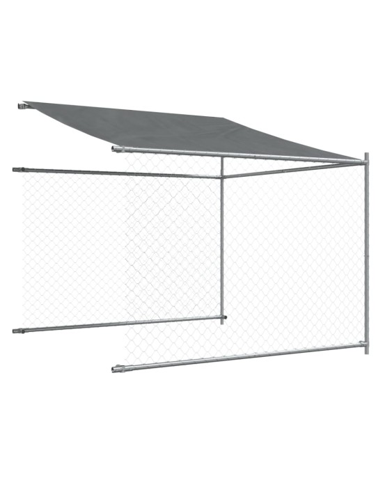Suņu būris ar jumtu un durvīm, pelēks, 12x2x2m, cinkots tērauds