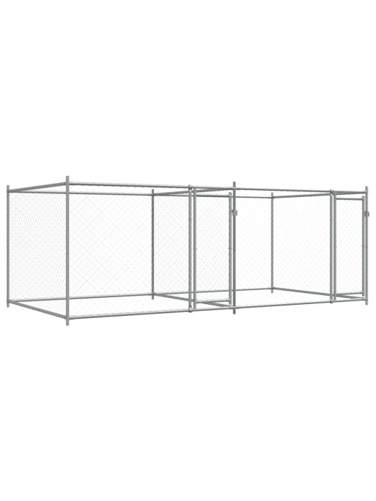 Suņu būris ar durvīm, pelēks, 4x2x1,5 m, cinkots tērauds
