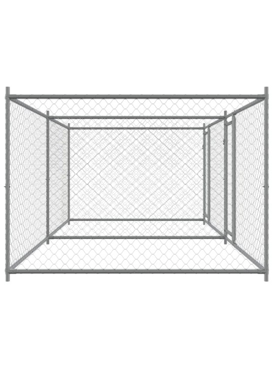 Suņu būris ar durvīm, pelēks, 4x2x1,5 m, cinkots tērauds