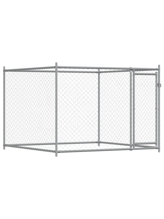 Suņu būris ar durvīm, pelēks, 4x2x1,5 m, cinkots tērauds