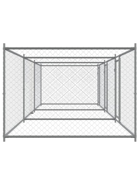 Suņu būris ar durvīm, pelēks, 6x2x1,5 m, cinkots tērauds