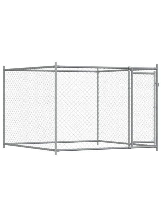 Suņu būris ar durvīm, pelēks, 6x2x1,5 m, cinkots tērauds