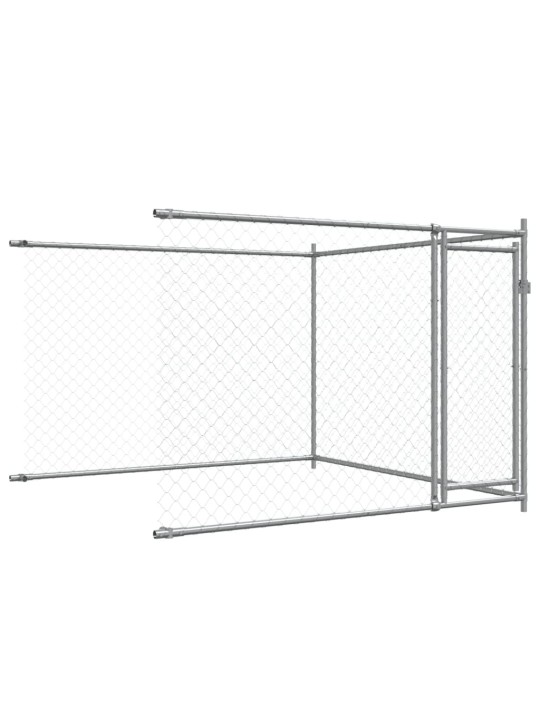 Suņu būris ar durvīm, pelēks, 6x2x1,5 m, cinkots tērauds