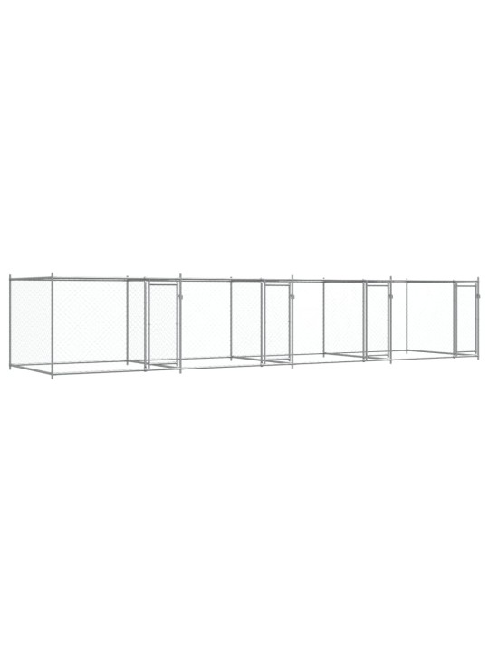 Suņu būris ar durvīm, pelēks, 8x2x1,5 m, cinkots tērauds