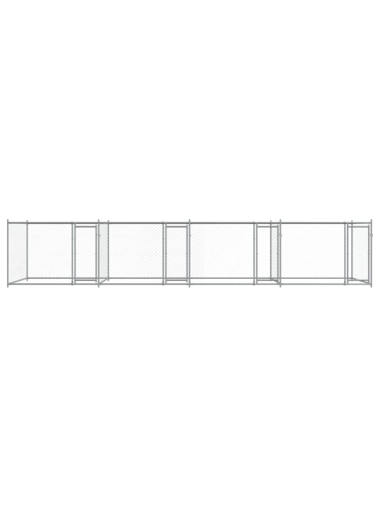 Suņu būris ar durvīm, pelēks, 8x2x1,5 m, cinkots tērauds