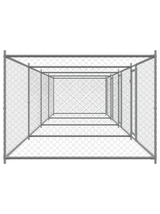 Suņu būris ar durvīm, pelēks, 8x2x1,5 m, cinkots tērauds
