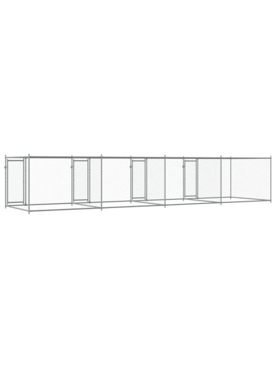Suņu būris ar durvīm, pelēks, 8x2x1,5 m, cinkots tērauds