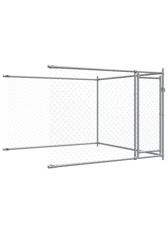 Suņu būris ar durvīm, pelēks, 8x2x1,5 m, cinkots tērauds