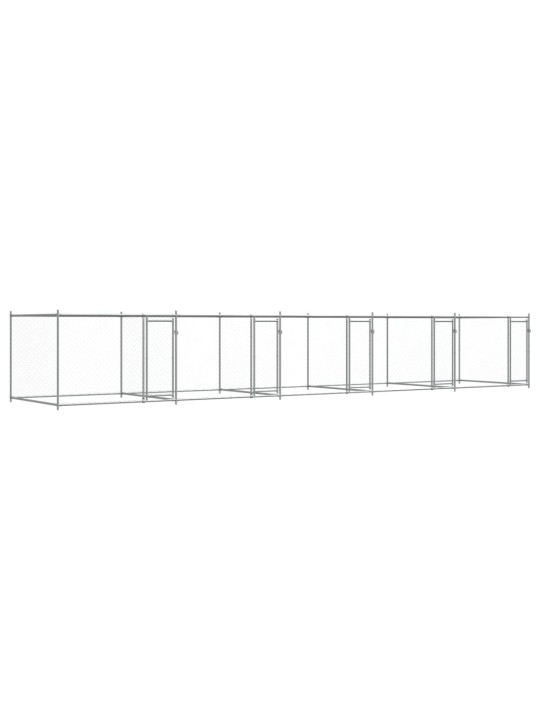 Suņu būris ar durvīm, pelēks, 10x2x1,5 m, cinkots tērauds