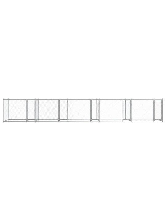 Suņu būris ar durvīm, pelēks, 10x2x1,5 m, cinkots tērauds