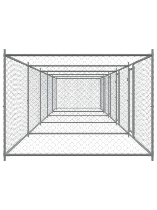 Suņu būris ar durvīm, pelēks, 10x2x1,5 m, cinkots tērauds