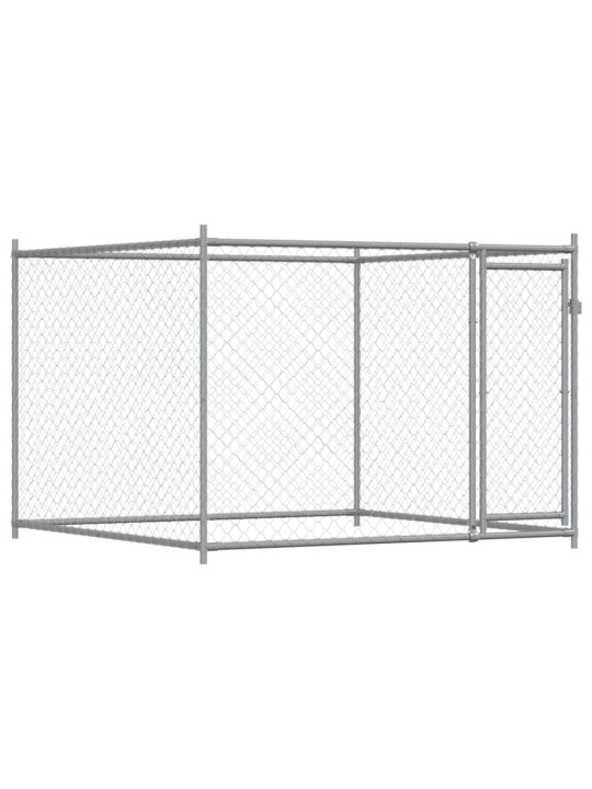 Suņu būris ar durvīm, pelēks, 10x2x1,5 m, cinkots tērauds