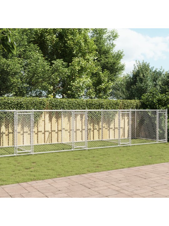 Suņu būris ar durvīm, pelēks, 10x2x1,5 m, cinkots tērauds