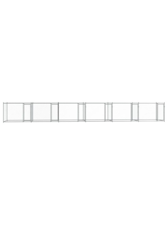 Suņu būris ar durvīm, pelēks, 12x2x1,5 m, cinkots tērauds
