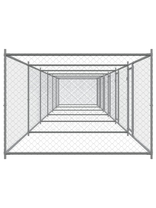 Suņu būris ar durvīm, pelēks, 12x2x1,5 m, cinkots tērauds