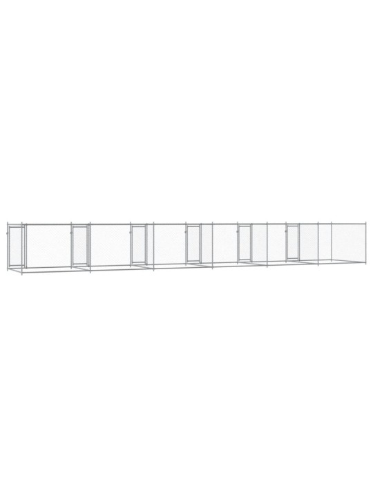 Suņu būris ar durvīm, pelēks, 12x2x1,5 m, cinkots tērauds