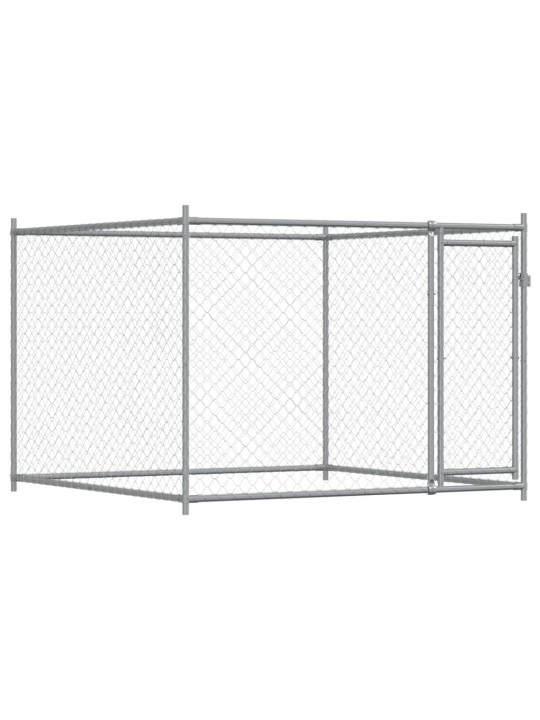 Suņu būris ar durvīm, pelēks, 12x2x1,5 m, cinkots tērauds