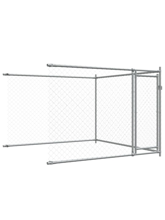 Suņu būris ar durvīm, pelēks, 12x2x1,5 m, cinkots tērauds