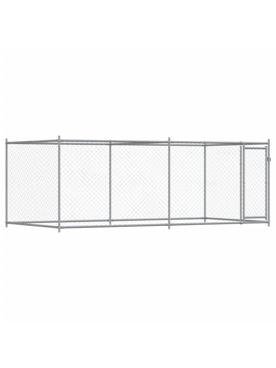 Suņu būris ar durvīm, pelēks, 4x2x1,5 m, cinkots tērauds