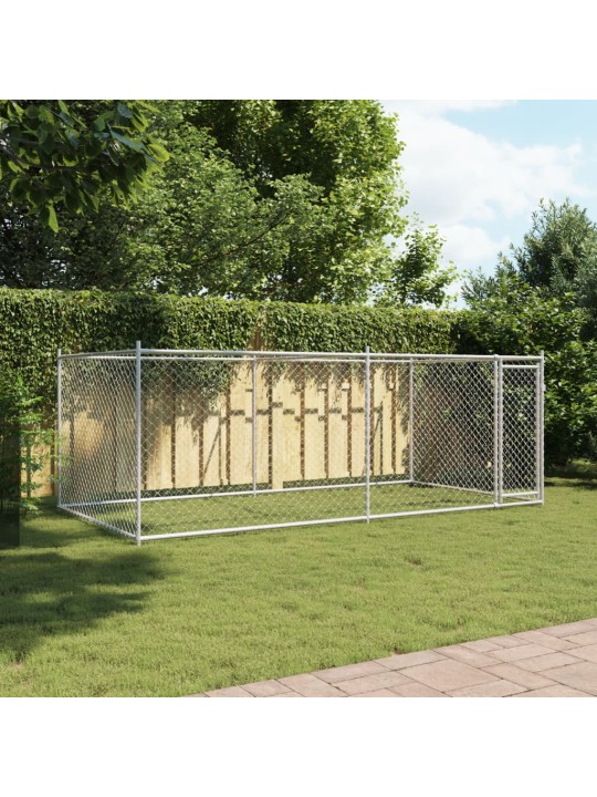 Suņu būris ar durvīm, pelēks, 4x2x1,5 m, cinkots tērauds