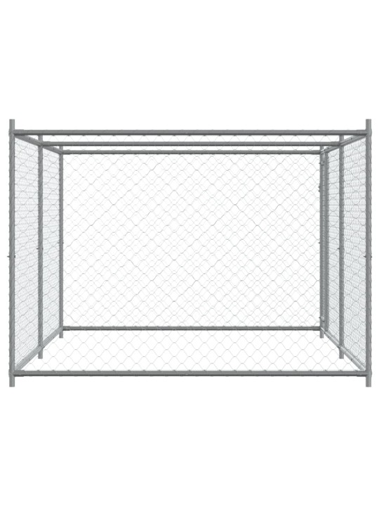 Suņu būris ar durvīm, pelēks, 4x2x1,5 m, cinkots tērauds