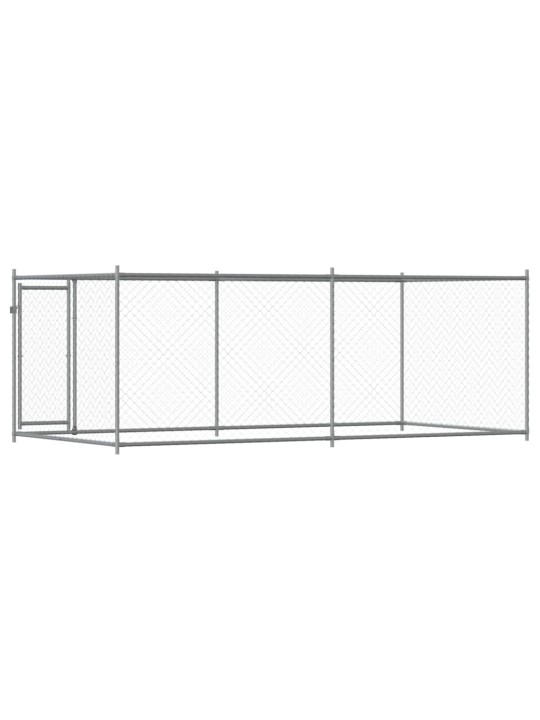 Suņu būris ar durvīm, pelēks, 4x2x1,5 m, cinkots tērauds