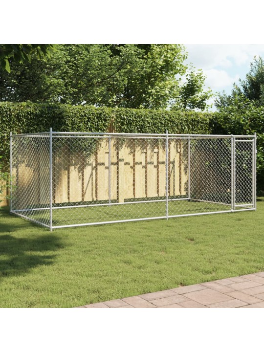 Suņu būris ar durvīm, pelēks, 4x2x1,5 m, cinkots tērauds