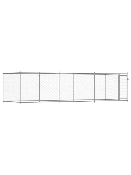 Suņu būris ar durvīm, pelēks, 6x2x1,5 m, cinkots tērauds