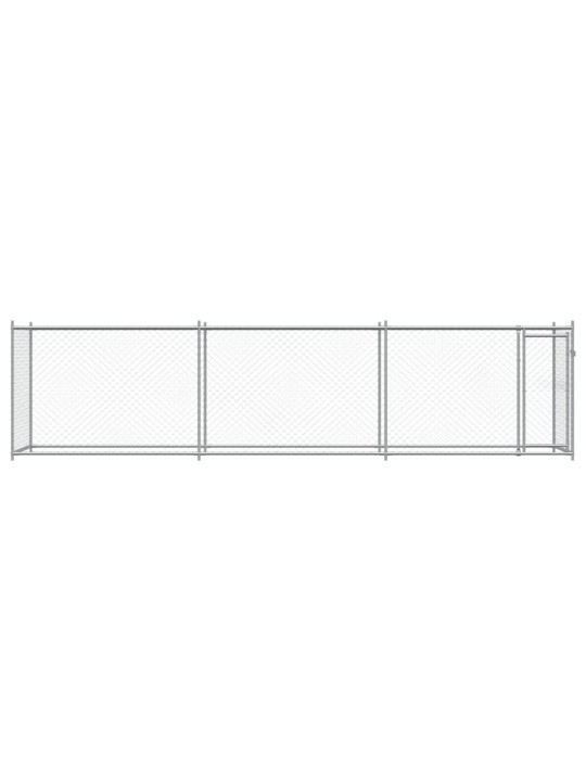 Suņu būris ar durvīm, pelēks, 6x2x1,5 m, cinkots tērauds