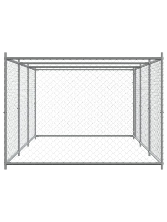Suņu būris ar durvīm, pelēks, 6x2x1,5 m, cinkots tērauds