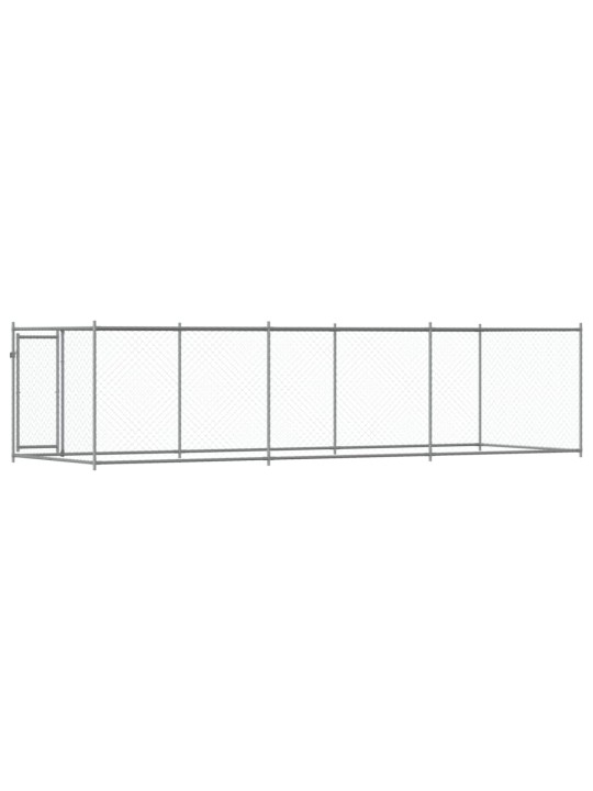 Suņu būris ar durvīm, pelēks, 6x2x1,5 m, cinkots tērauds