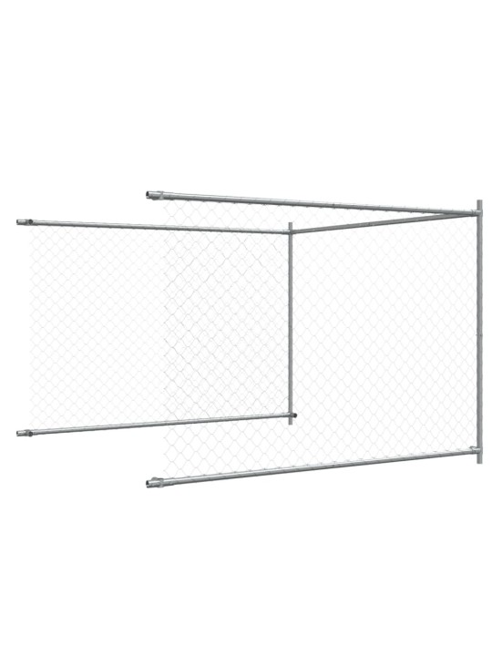 Suņu būris ar durvīm, pelēks, 6x2x1,5 m, cinkots tērauds