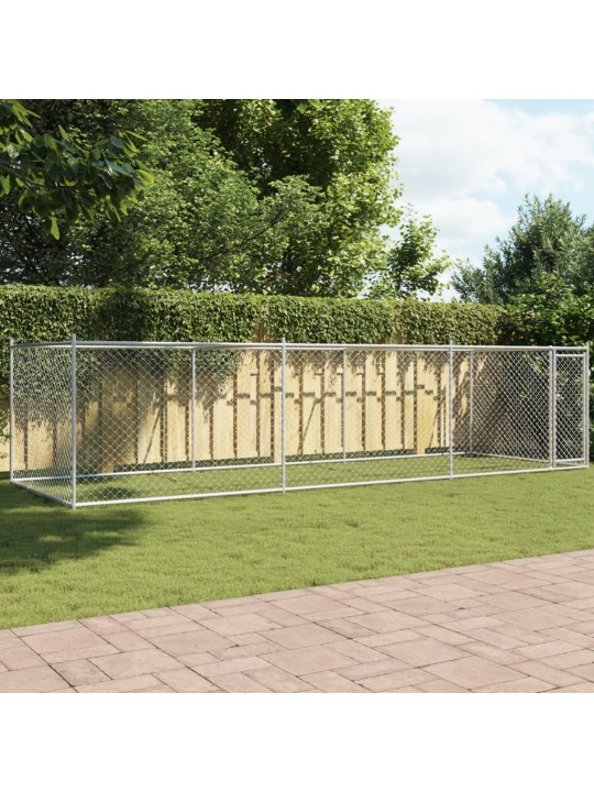 Suņu būris ar durvīm, pelēks, 6x2x1,5 m, cinkots tērauds