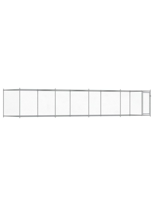 Suņu būris ar durvīm, pelēks, 8x2x1,5 m, cinkots tērauds